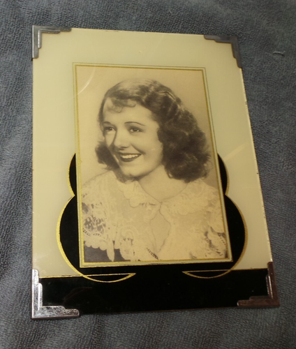 Vintage 30er Jahre Art Deco Bilderrahmen 7x9 Schwarz Creme Gold Rückseite