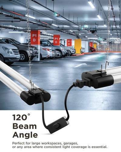Sunco 12 Pack LED Workshop Garage Black Shop Light 4FT Plug in Linkable Utility - Picture 5 of 6