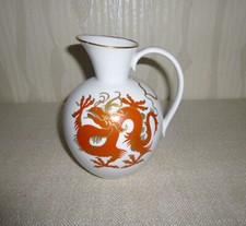 Porzellan Vase/Krug ,Schaubachkunst, Goldrelief , roter Drache , gemarkt, 50iger