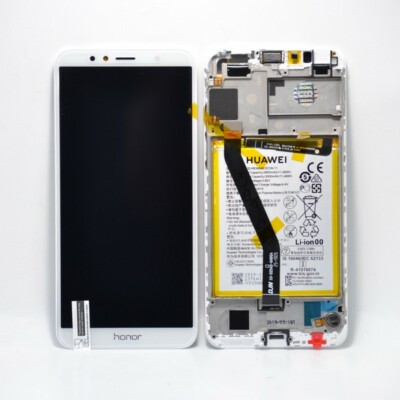 Original Huawei Honor 7A 2018 (AUM-L29) LCD Assy + Rahmen + Batt Neu Weiß 02351WER