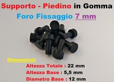 4xPIEDINO in gomma supporto distanziale piede gommino tappo foro 7 mm 4Pezzi