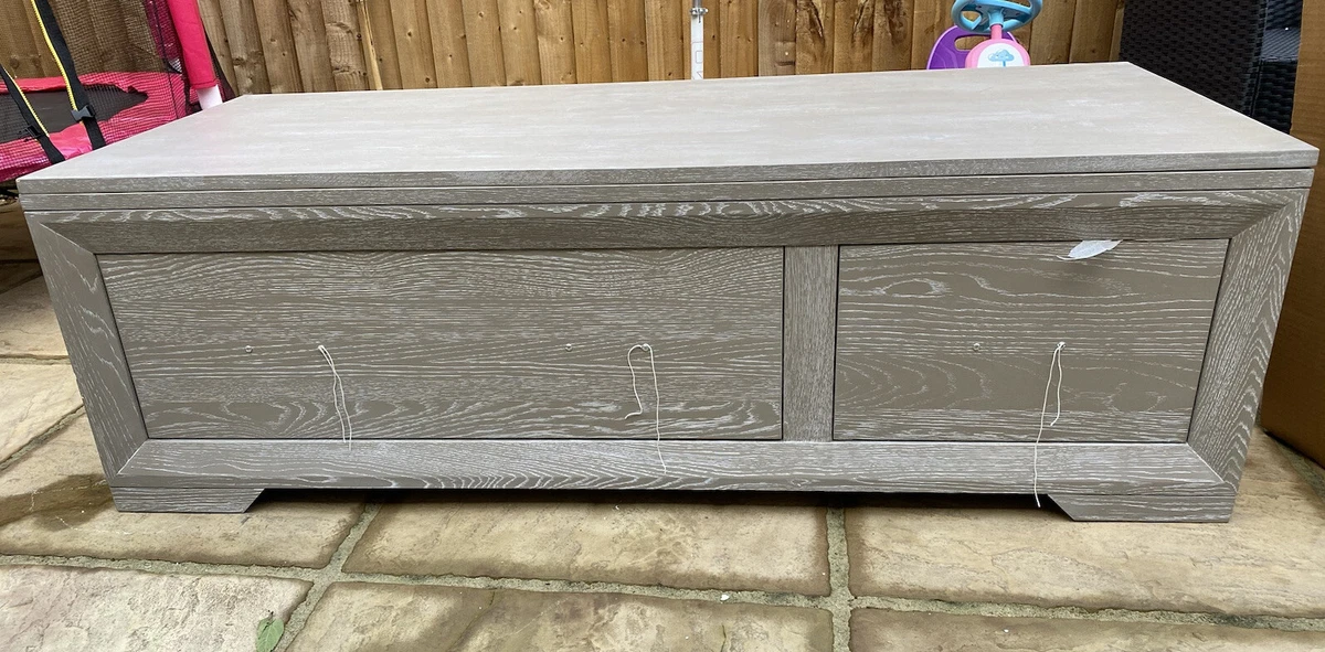WILLOW Solid Oak with Grey Wash Sideboard TV Unit. Oak Furniture