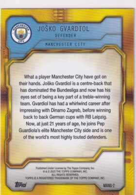 Topps Manchester City 23/24 Fan Set 2023/2024 MANG-2 Josko Topps Manchester City 23/24 Fan Set 2023/2024 MANG-2 Josko