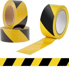3x Black Yellow Adhesive Safety Tape Caution Warning Hazard Floor Marking 48mm