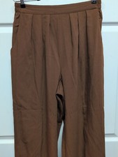 Vintage Women' Pants size 12 Pleats Brown High Rise Pockets Alfred Dunner