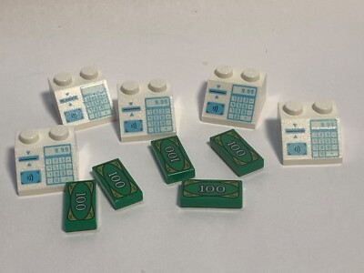 10 Original Lego Teile GEDRUCKT - 5 x KASSEN-/EMPFANGSCOMPUTER 5 x 100 DOLLAR