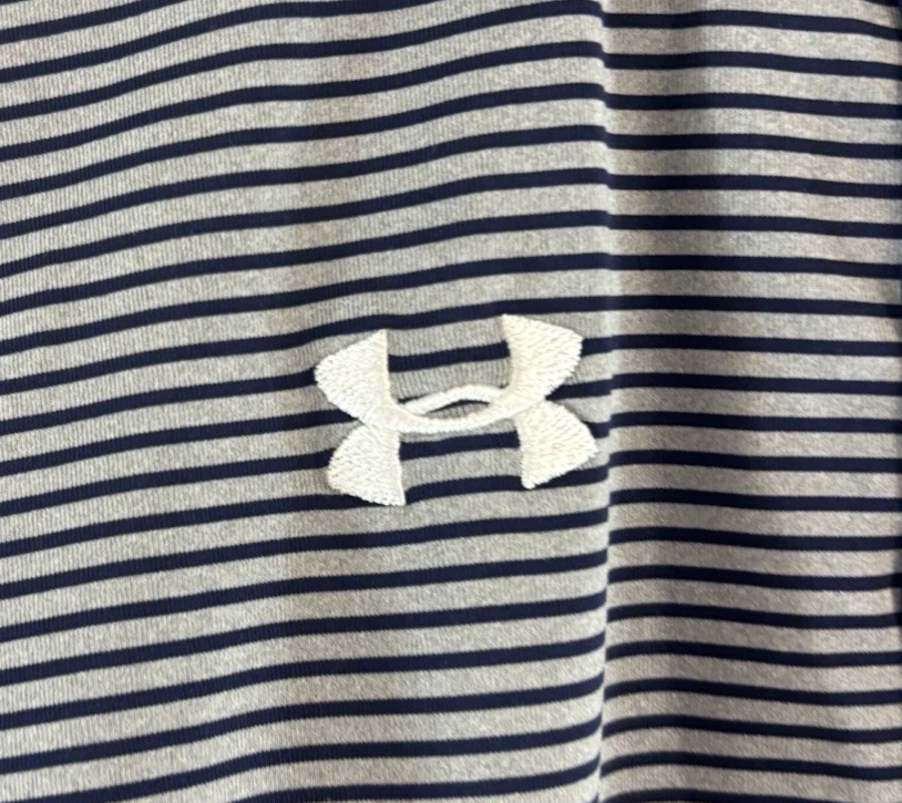 Detroit Lions Women's Under Armour Polo Shirt Top Striped Loose Fit Large - Image 3 of 4