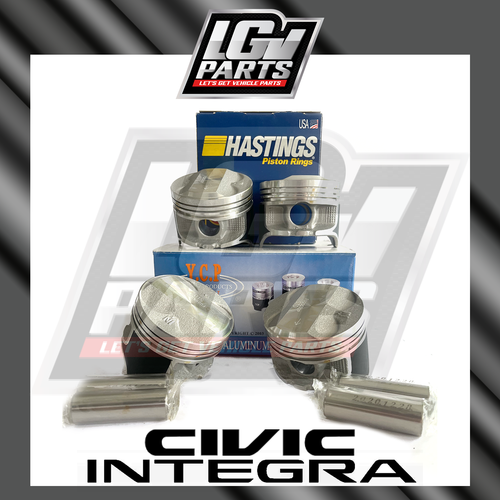 D16 HONDA YCP TEFLON COATED HIGH COMPRESSION PISTONS & HASTINGS RINGS