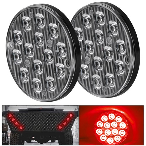 2* 3" inch Round Red 14 LED Truck Trailer Stop Turn Tail Brake Lights Waterproof - Picture 3 of 10
