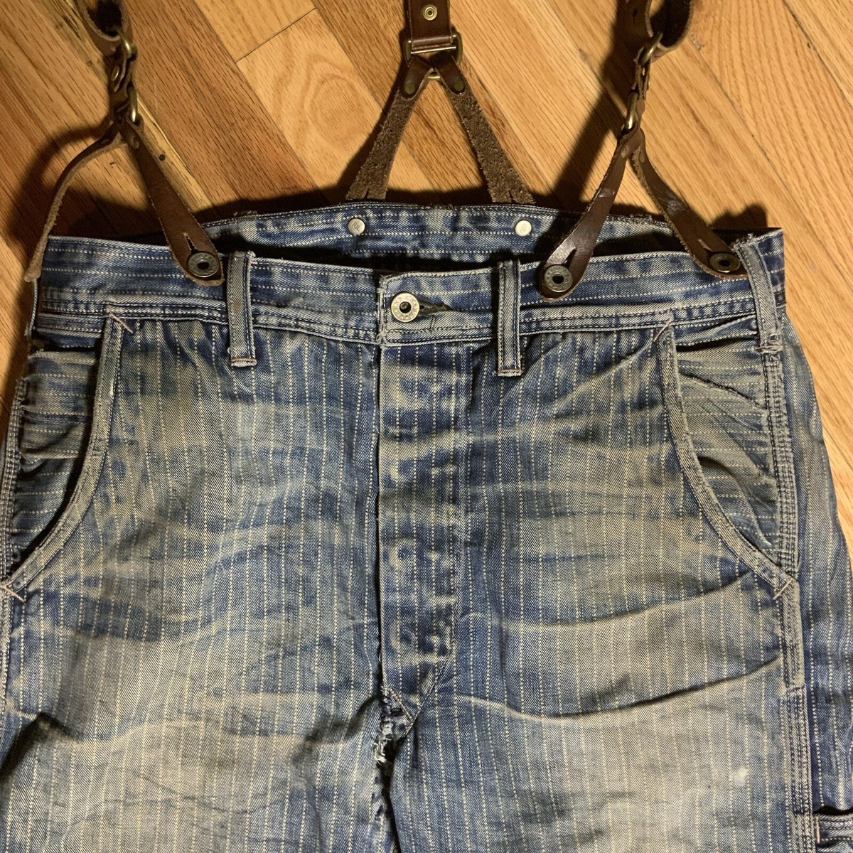 RARE Indigo Ripped, Repaired Patched DOUBLE RL Railroad