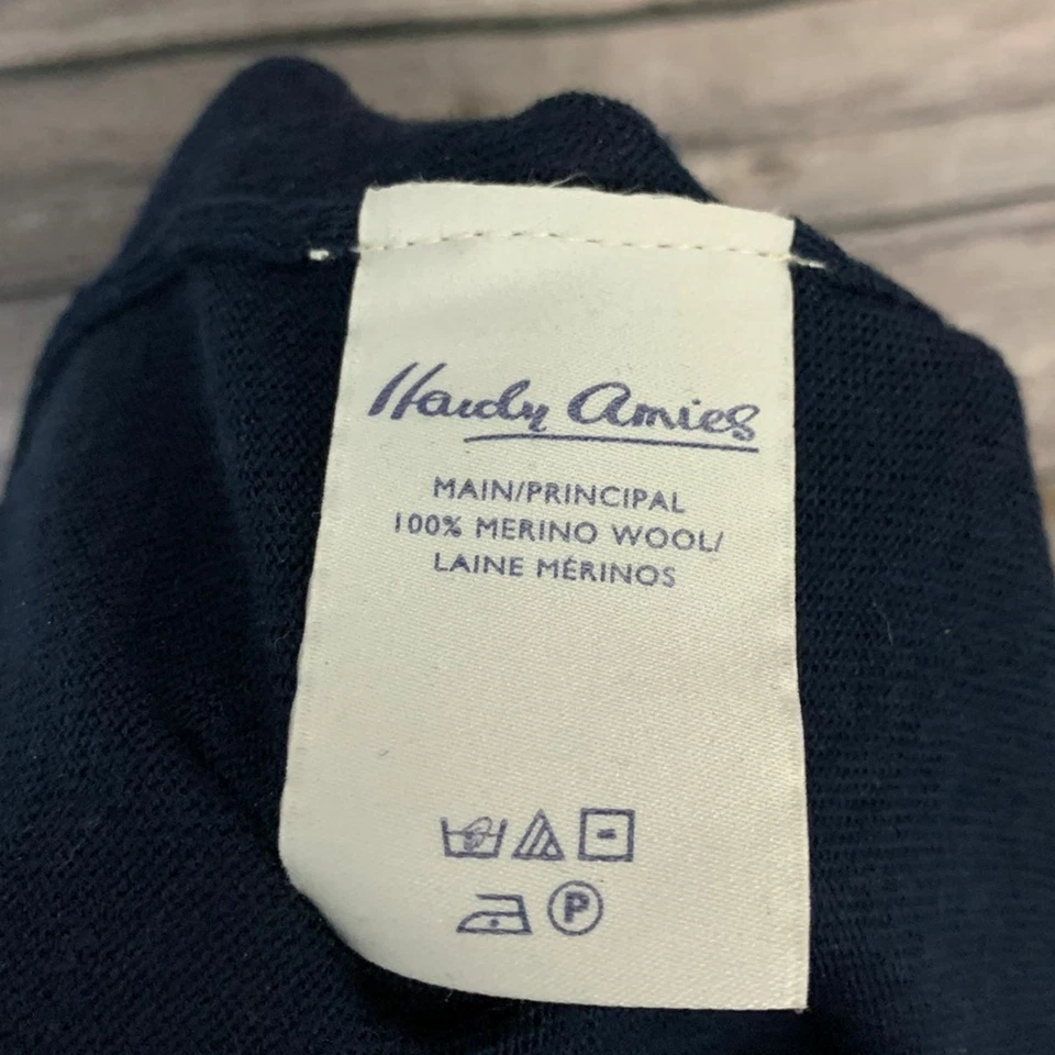 Suéter de lana merino Hardy Amies en azul marino (talla: M) Foto 4 de 4