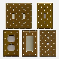 Chocolate Brown With Small White Polka Dots Light Switchplates & Outlet Covers Chocolate Brown With Small White Polka Dots Light Switchplates & Outlet Covers