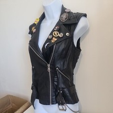 Miss Sixty Faux Leather Biker Jacket Sleeveless Motorcycle Goth Punkrock Vegan