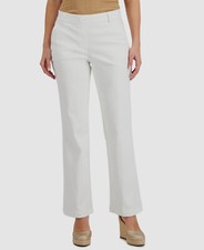  79 Kasper Women's White Faux Fly Stretch High-Rise Wide-Leg Pants Size 12