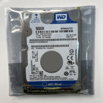 Western Digital 500GB WD5000LPCX 5400RPM SATA 2.5'' Laptop HDD Hard Drive 7mm