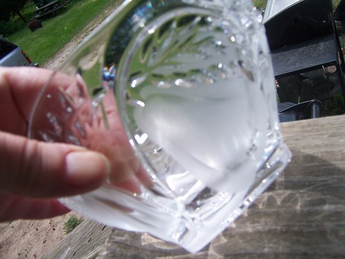 clear lead crystal OVAL glass BOWL dish with PEARS fruit decorative 6 x 4" thick - Picture 6 of 6