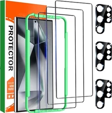 3 Pack Screen Protector Compatible With Samsung Galaxy S24 Ultra Tempered Glass 