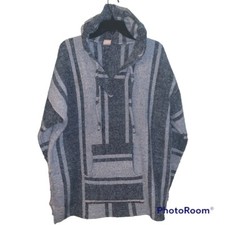Mexican Serape Hoodie Blue and Gray size XL