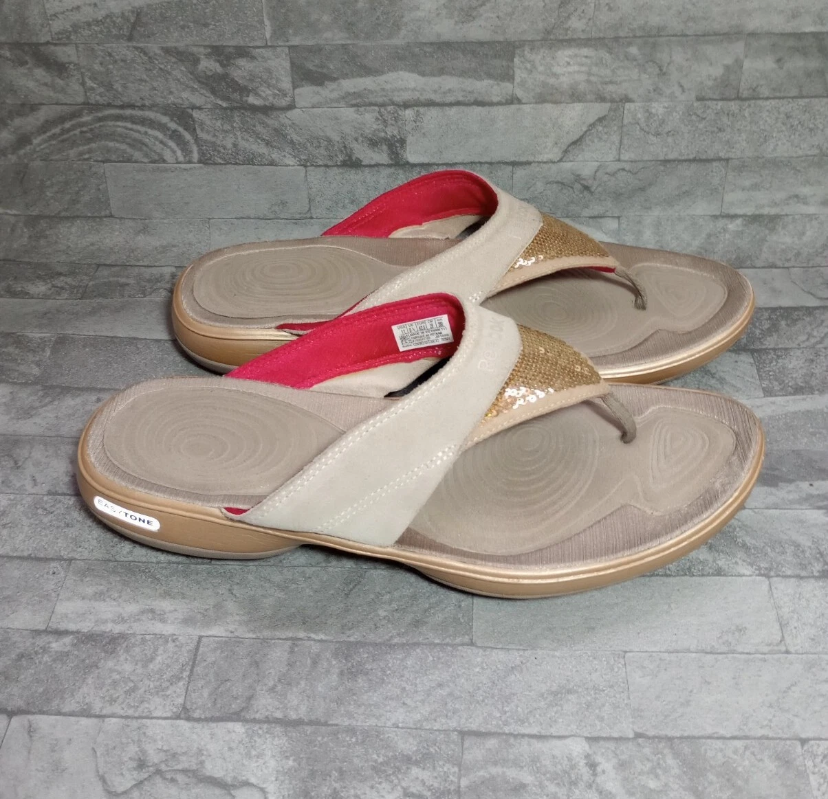 Sandali infradito infradito Reebok Easytone donna perizoma grigio rosa taglia UK 8 5