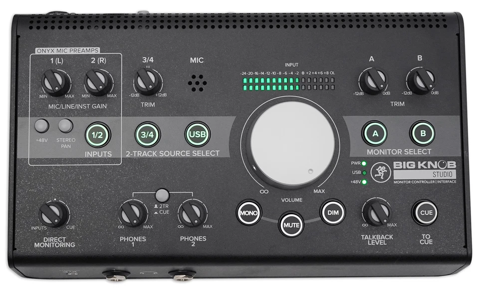 Mackie Big Knob Studio 3x2 Monitor Controller 96kHz USB I/O+XLR Cables+AUX Cable - Image 2 of 4