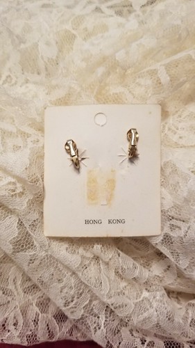 Orecchini pendenti vintage tono oro rosa MCM JEWELRY Hong Kong NOS clip-on - Foto 3 di 5