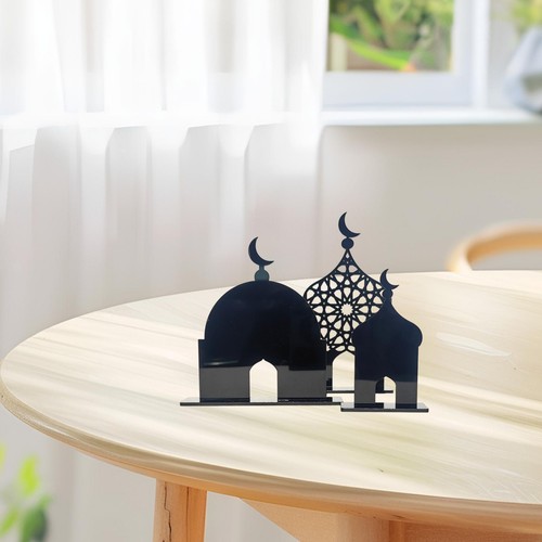 Plateau Repas En Bois Décoratif Ramadan - Design Classique Avec Motifs étoiles Et Lune - Acrylique Haute Qualité - Pour Décoration De Table Et Usage Pratique - 2