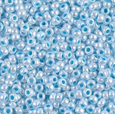 Miyuki Seed Beads 8/0 - Aqua-Lined White Pearl