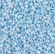 Miyuki Seed Beads 8/0 - Aqua-Lined White Pearl