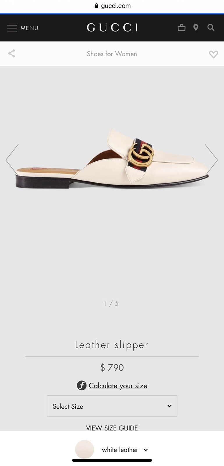 Gucci Ladies GG Leather Slippers Size 35.5 image 6