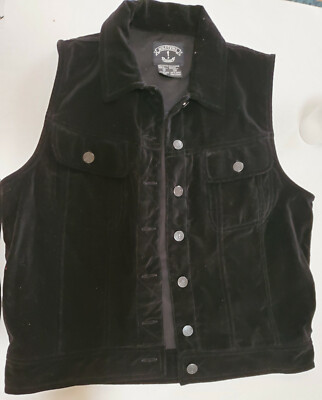 Solution Women's  Velvet Button Front Black Vest Size Small