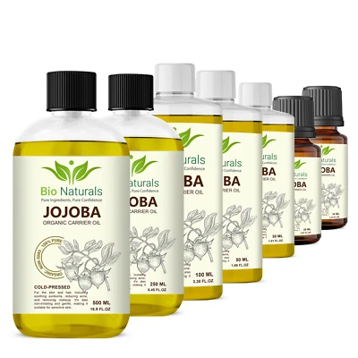 BIONATURALS 100% Pure Jojoba Carrier Oil for Skin, Hair & Massage Cold Pressed & Natural, UK