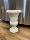 Haeger Pottery Pedestal Planter/Vase Ivory Ribbed Original Label Art Deco VTG
