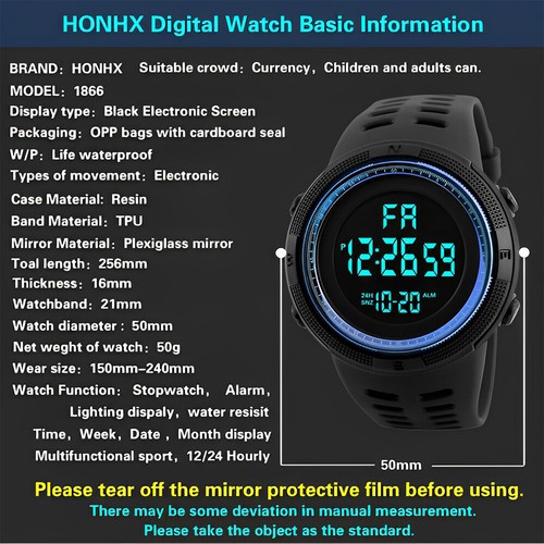 SKMEI Mens Digital Sports Watch 50M Waterproof Military Water Resistant Casual - Picture 15 of 23