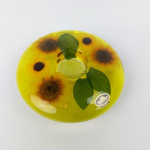 Dreamlight Sunflower Glass Tealight Candle Holder, Floral Centerpiece Summer - Picture 2 of 10
