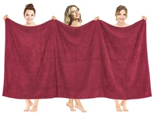 American Soft Linen 40x80 Jumbo Bath Sheet, 600 GSM 100% Turkish Cotton, Bordeau