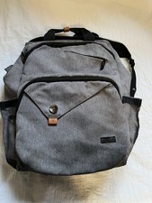 Gray Diaper Bag Backpack Large Travel Baby Bag w/ Insulated Bottle Pockets -