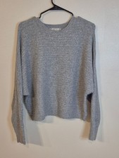 Cozy Gray Knit Sweater By Pink Rose With Ribbed Sleeves Crew Neck - Size M