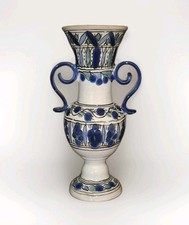 Vaso anfora marocchina in ceramica dipinta a mano blu e bianca urna vaso con manici