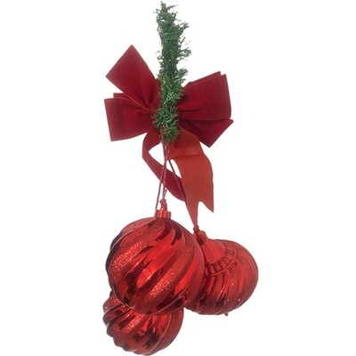 3 Oversized Shatterproof Christmas Ornaments Red With Glitter NWT