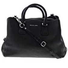 Michael Kors Camille Satchel in Black Pebbled Leather