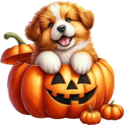 Halloween Hund Kürbis Wandbild Schlafzimmer Laptop Dekor Vinyl Aufkleber Abziehbild 6 Größen