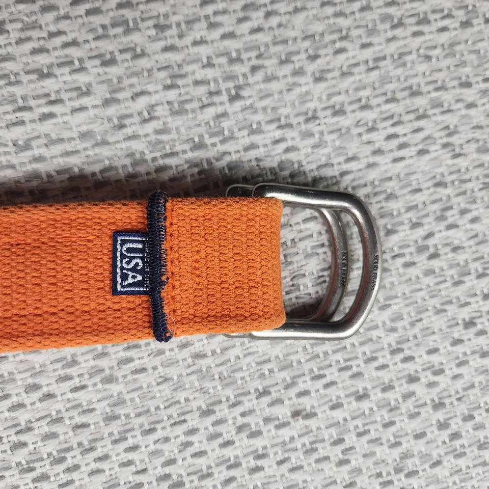 Cinturón Deportivo Polo Ralph Lauren Para Hombres Naranja Lona D Anillo Latón Sólido EE. UU. Foto 3 de 4