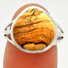 Natural Picture Jasper 925 Sterling Silver Ring s.8 Jewelry R-1006