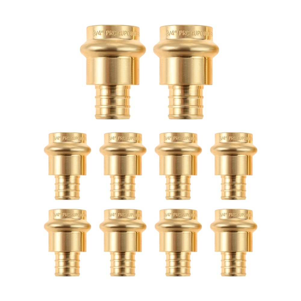 10Pack 3/4" Press X 3/4" PEX Adapter Brass Crimp F1807 Copper to PEX Fittings