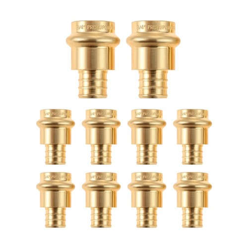 10Pack 3/4" Press X 3/4" PEX Adapter Brass Crimp F1807 Copper to PEX Fittings