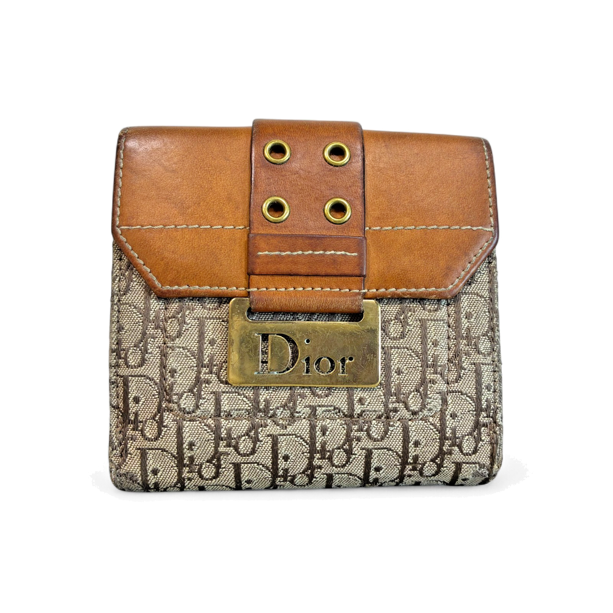 良品✨Christian Dior Trotter Bifold Wallet DIOR Trotter Bifold Wallet Brown Canvas Leather Monogram