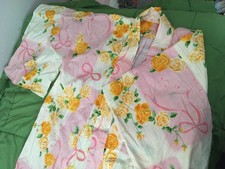 Japanese Yukata 100 Cotton - Pink Gold Rose Pattern - obi included