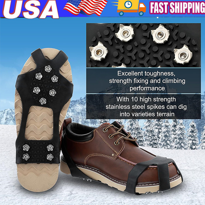 Conquer Icy Terrain with 10-Stud Crampons for Boots & Sneakers