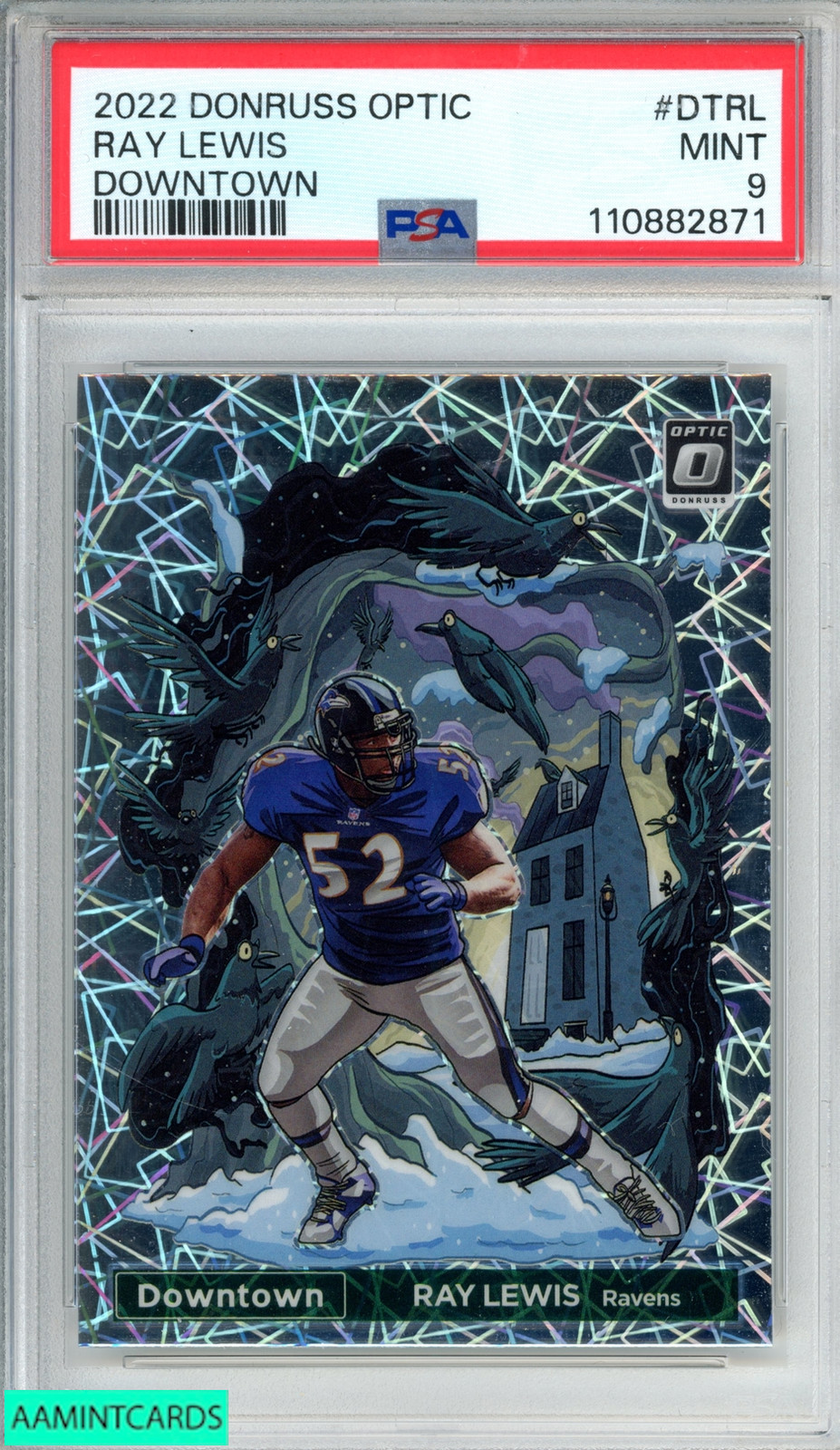 2022 PANINI DONRUSS OPTIC DOWNTOWN RAY LEWIS #DTRL RAVENS HOF PSA 9 MINT