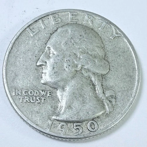 1950 Washington Quarter 90% Silver Circulated Coin Free Shipping #7610